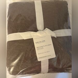 Pottery Barn Belgian Flax Linen Duvet Cover - Brown